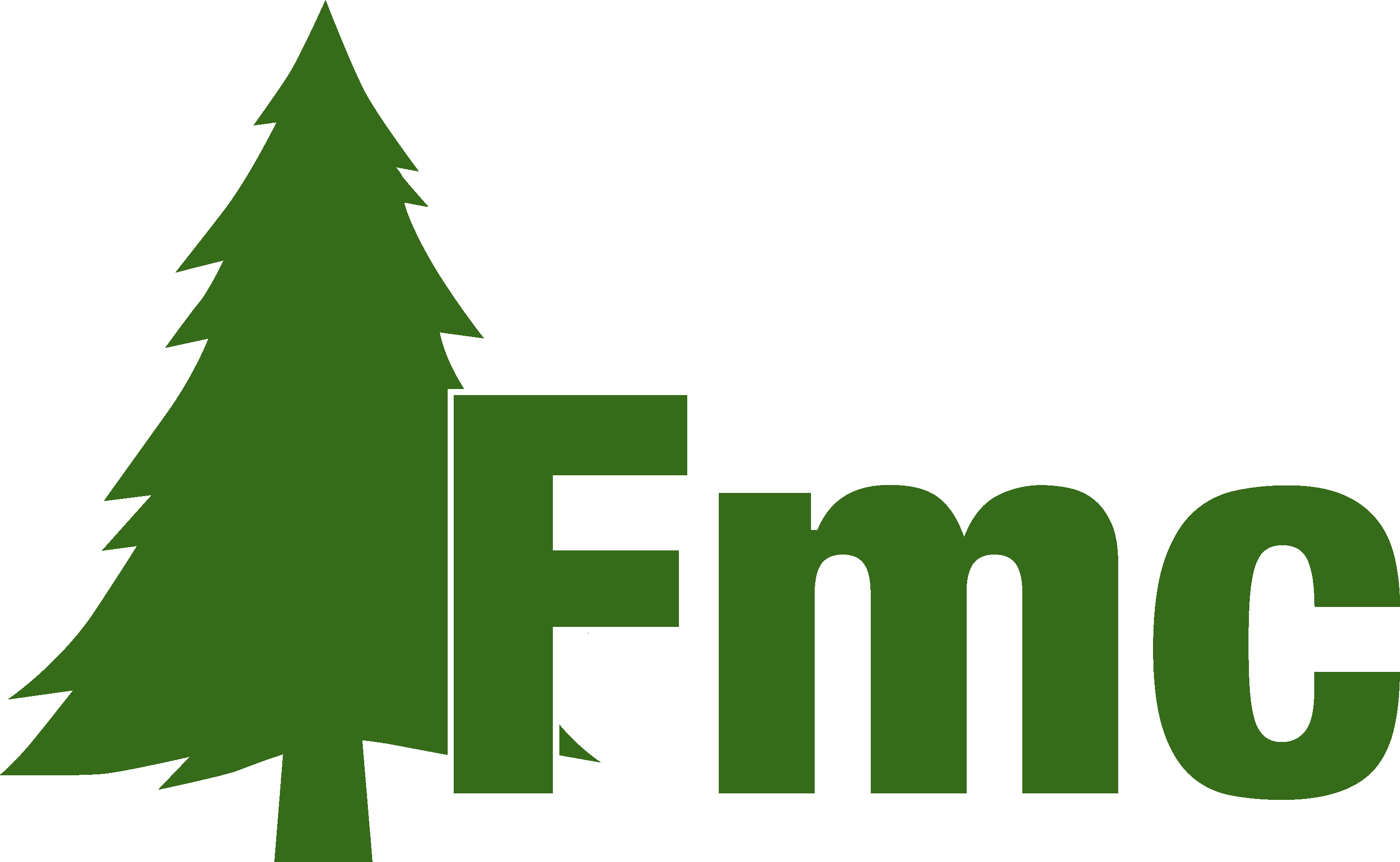 A green background with the word fm in front of a tree.